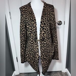 Charter Club Leopard Print Open Front Cardigan w Hook Closure XL